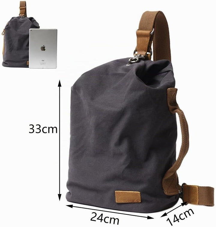 Neuleben Vintage Sling Rucksack Schulterrucksack Canvas Daypack Brusttasche Retro Schultertasche Kle
