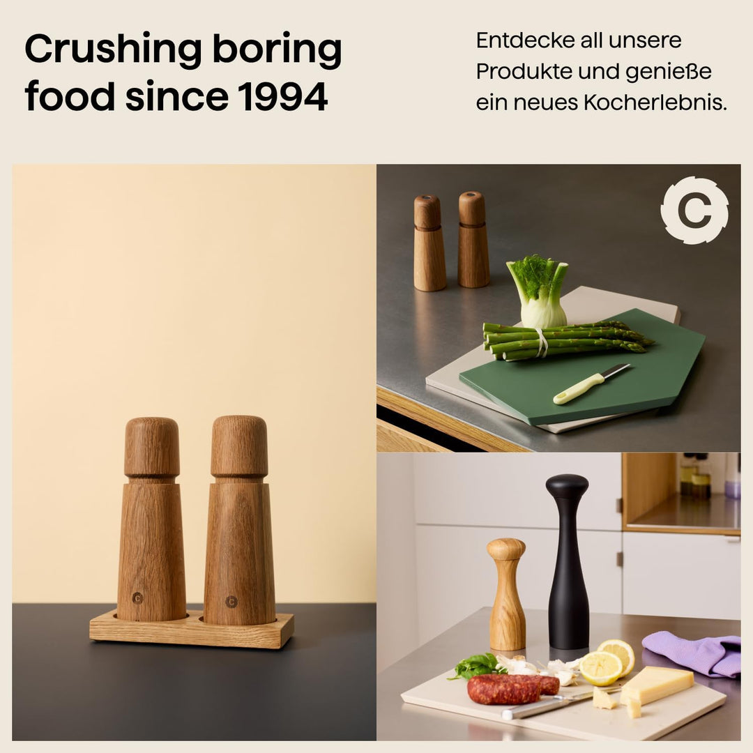Crushgrind Mühlen-Tablett 2er - Mühlenuntersetzer Holz | Gewürzaufbewahrung und Küchen Organizer für