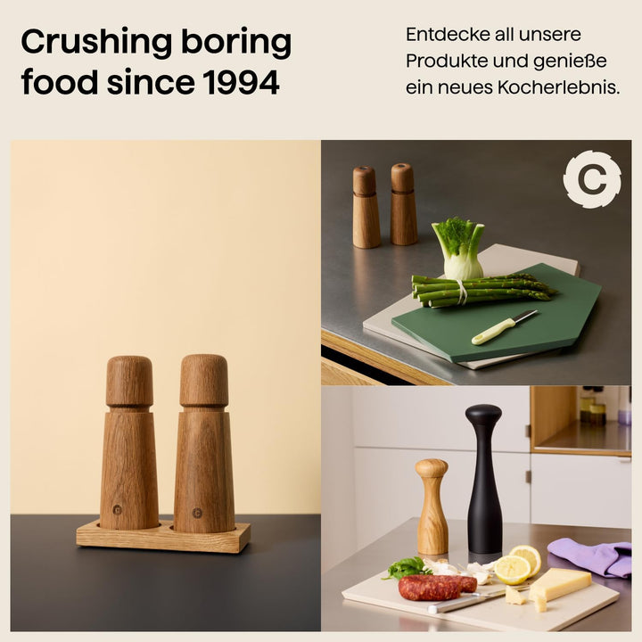 Crushgrind Mühlen-Tablett 2er - Mühlenuntersetzer Holz | Gewürzaufbewahrung und Küchen Organizer für