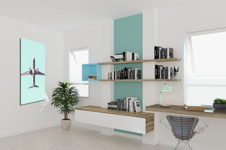 Unterseite eines Flugzeuges Panorama 120x60 cm als Leinwandbild, Motiv fertig gerahmt auf Echtholzra