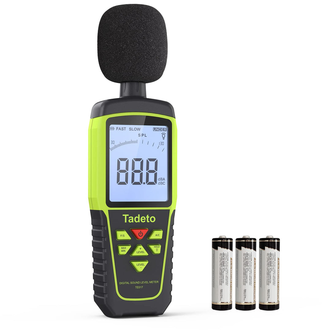 Dezibel Messgerät, Tadeto Schallpegelmesser Portable db Messgerät 30dB bis 130dB (5 Messbereich) Hin