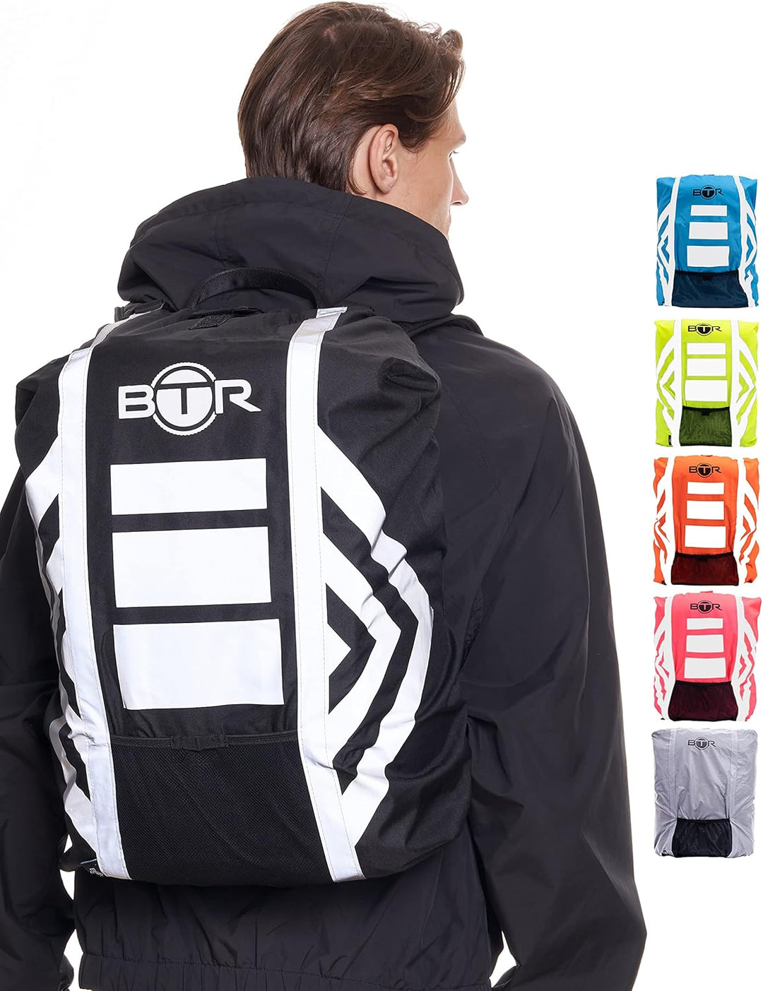BTR Wasserfester Regenschutz für den Rucksack, Regenschutz für Schulranzen Schwarz Mittelgross (47cm