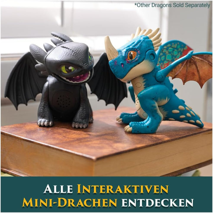 Dreamworks How to Train your Dragon, Interaktiver Mini-Drache Ohnezahn, Figur mit Soundeffekten, Spi