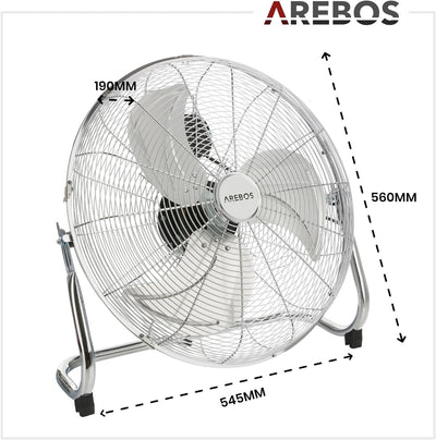 Arebos Bodenventilator Ø45 cm | Windmaschine Retro Stil | Ventilator | 3 Geschwindigkeitsstufen | ho