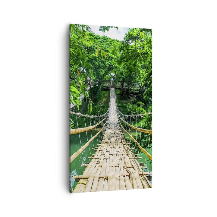 Bilder auf Leinwand 55x100cm Leinwandbild mit Rahmen Gehweg Baum Holz Steg Gross Wanddeko Bild Schla