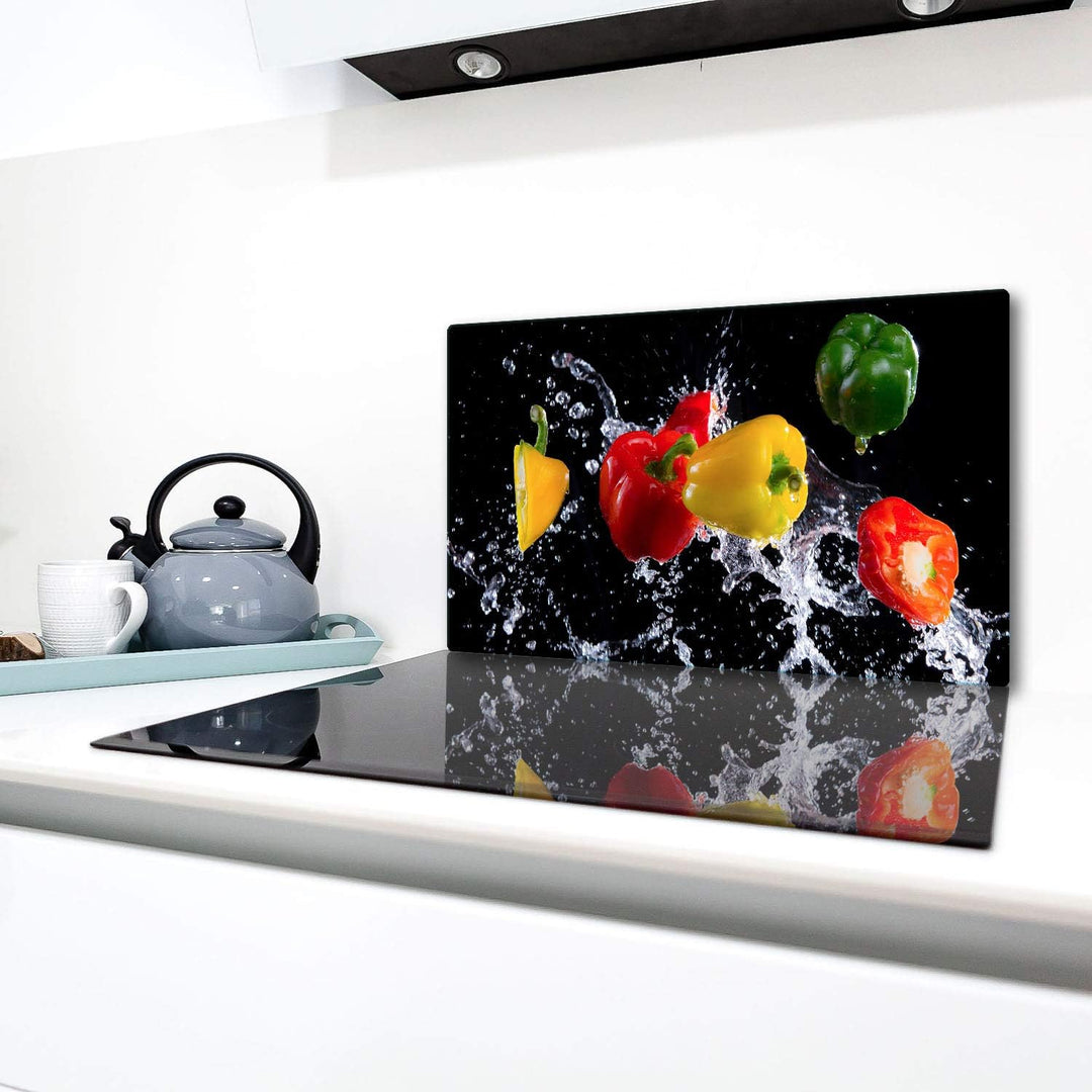 TMK | Herdabdeckplatte 90x52 cm Glas Ceranfeldabdeckung Induktion Herdschutz Spritzschutz Glasplatte