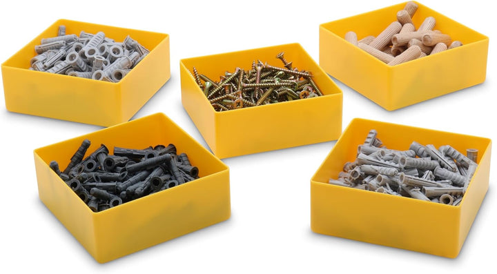 1a-TopStore 25 Stück Einsatzkasten Serie E40, farblich sortiert, 5 Farben u. 4 Grössen, aus Polystyr