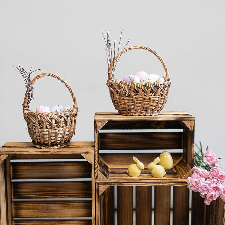 Creative Home Osterkorb Kinder Runder Weidenkorb mit Henkel | Klein 16 x 16 x 23 cm (+/- 1 cm) | Ost