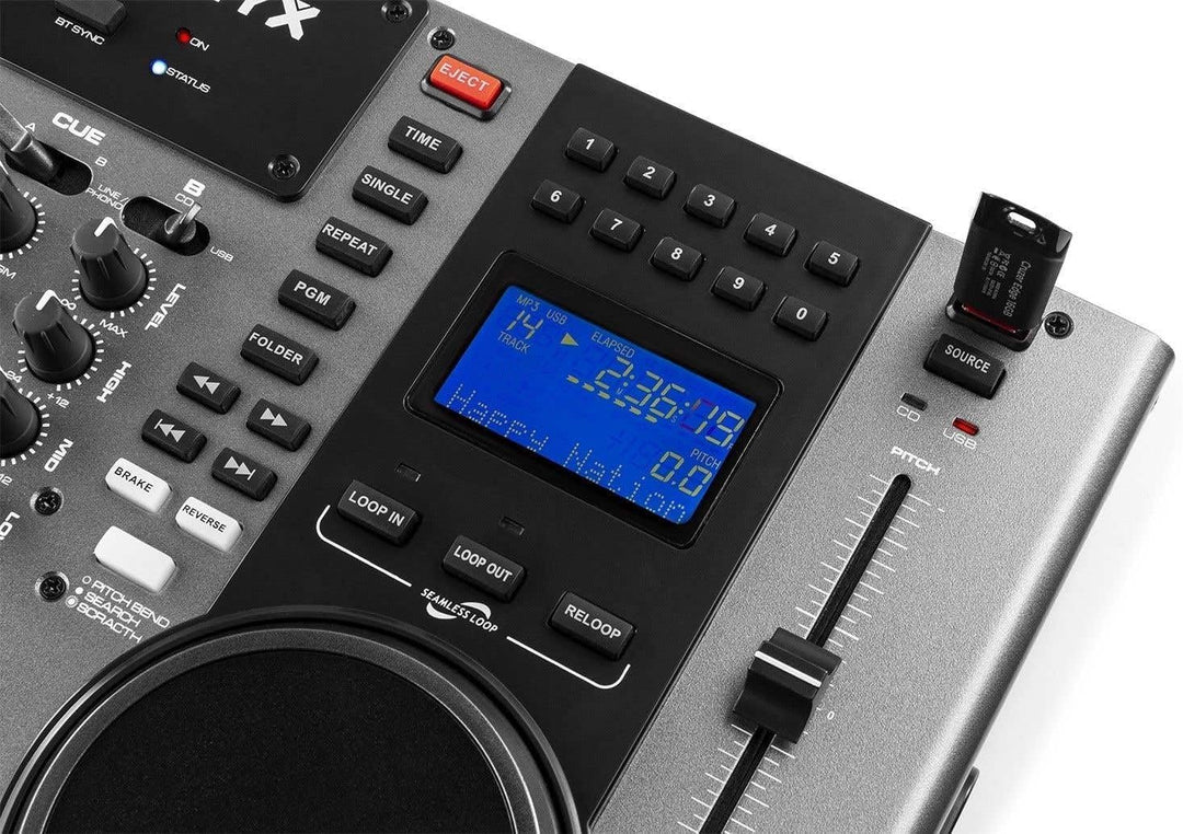 Vonyx CDJ450 - DJ Konsole, DJ Mischpult, DJ Controller mit zwei MP3 CD Mediaplayern, Bluetooth, USB,
