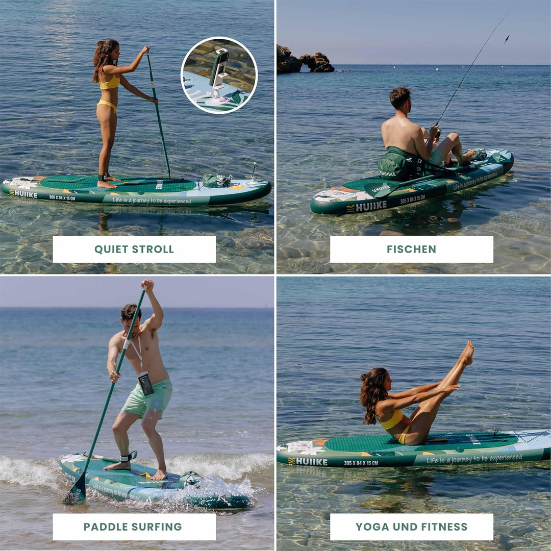 HUIIKE Stand Up Paddling Board mit Zubehör, Paddel, Finnen, Pumpe. Paddle Sup Board Aufblasbar Hohe
