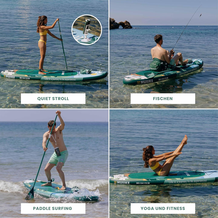 HUIIKE Stand Up Paddling Board mit Zubehör, Paddel, Finnen, Pumpe. Paddle Sup Board Aufblasbar Hohe