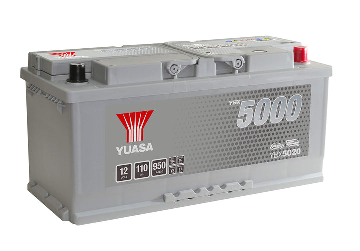 Yuasa YBX5020 Hochleistungs-Akku, 12 V, 110 Ah, 900 A, silberfarben
