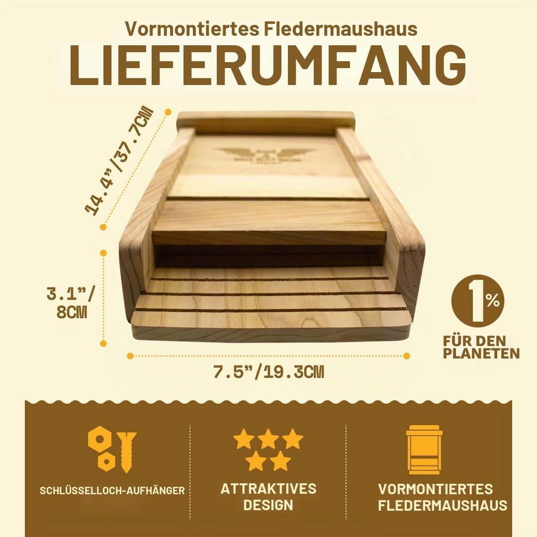 Wildyard Bat House for Outdoors - Der Komplette Fledermauskasten für den Aussenbereich - Säubere dei