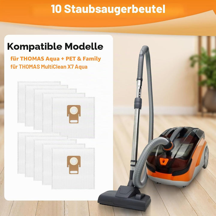 10 Stück Staubsaugerbeutel für Thomas Aqua + Pet Family & Thomas MultiClean X7 Aqua Staubsauger