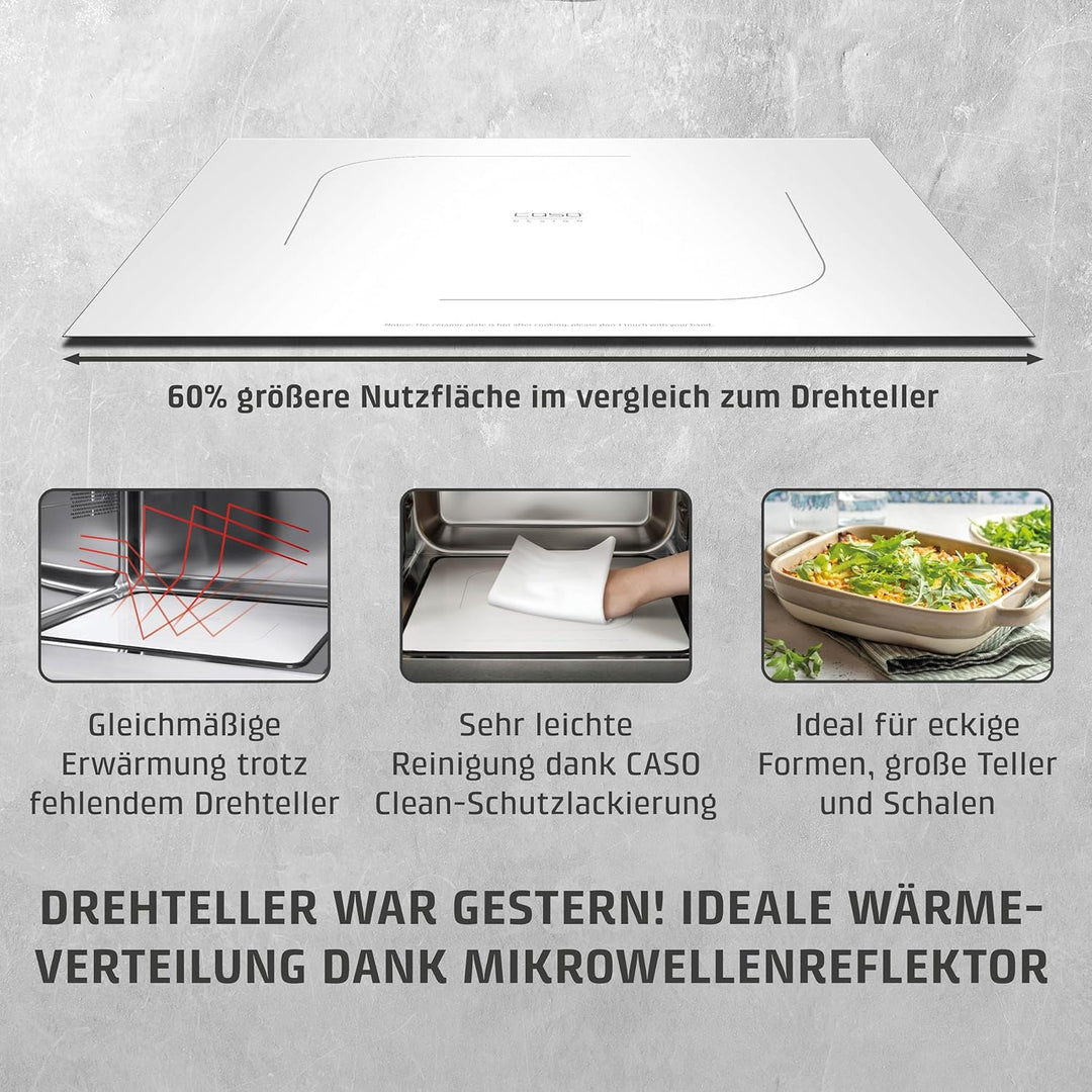 CASO | MG20 Ceramic menu 2-in-1 Mikrowelle mit Grill | Keramikboden und Grill-Rost für 2 Ebenen, 900