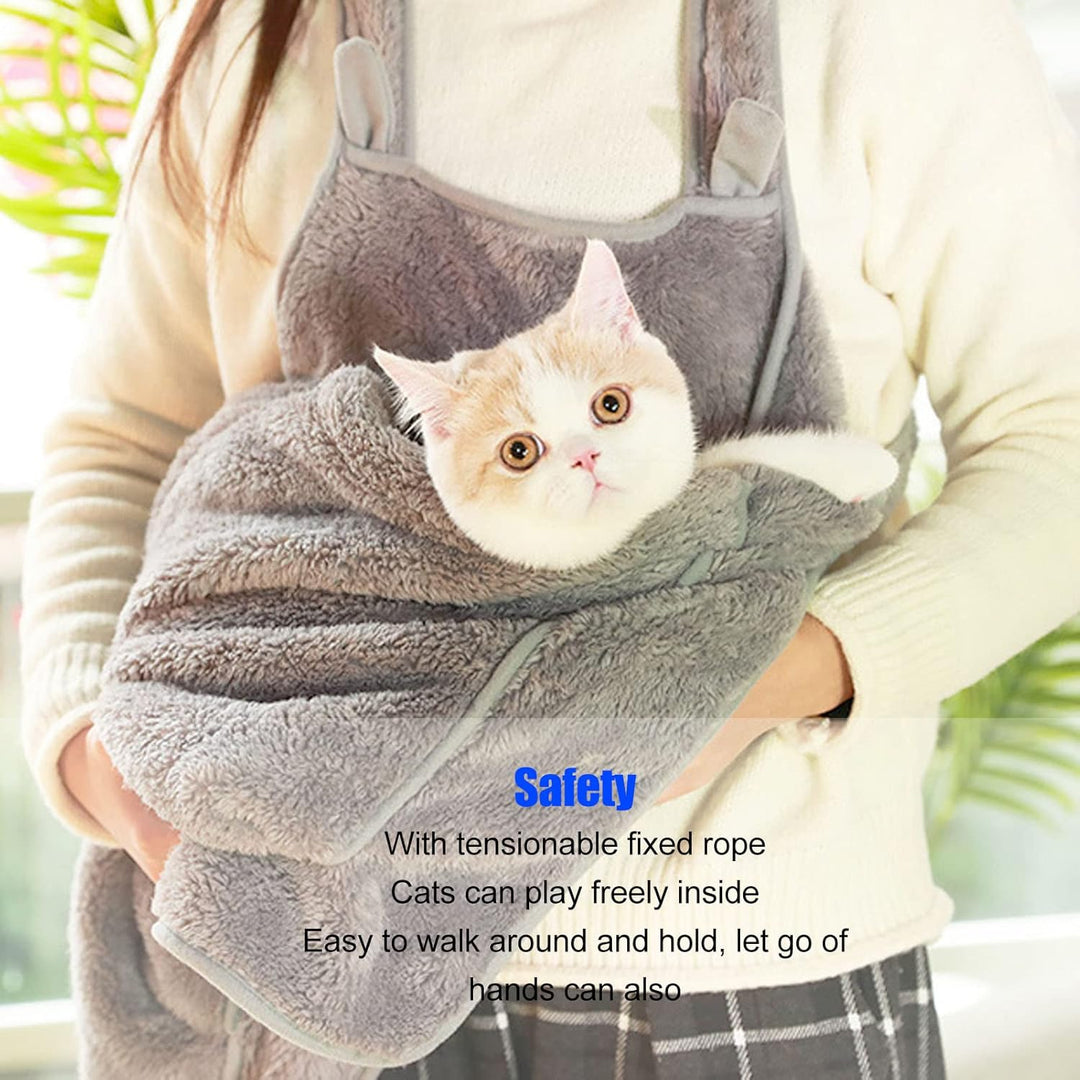 Pet Cat Sling, Polyesterfaser, Warmer, bequemer, tragbarer Pet Carrier Sling mit einziehbarem Seil f