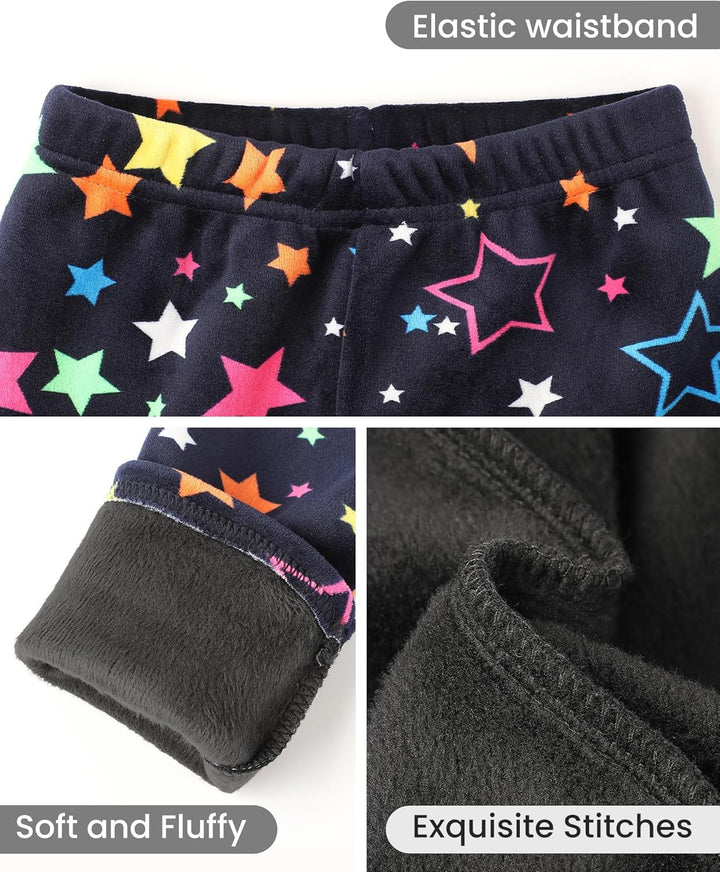 Auranso Thermo Leggings Mädchen Kinder Gefütterte Thermoleggings Winter Warme,2er-Pack 110-116 Bunte