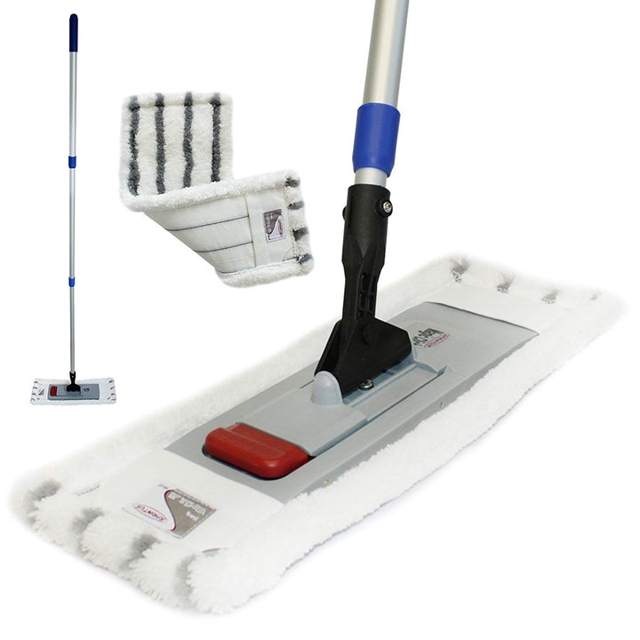 Profi Bodenwischer-Set Dual | Wischmop mit Teleskopstiel 170 cm + Microfaserbezug | frei stehender M