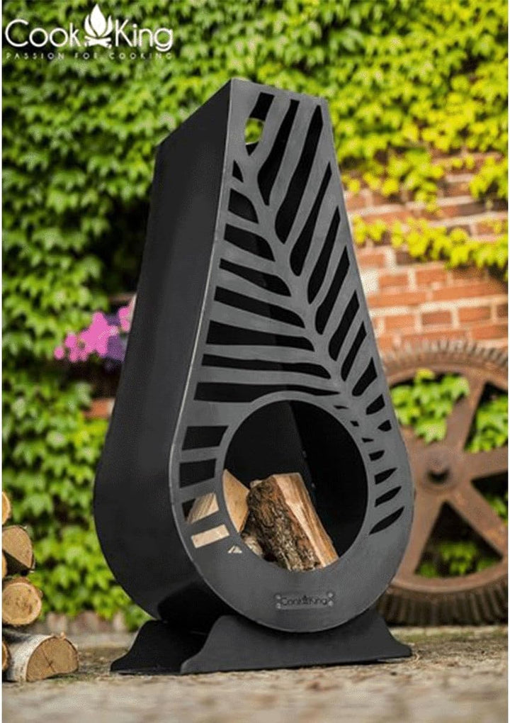 CookKing Gartenkamin Lima Schwarz - Feuertonne & Feuerstelle für entspannte Abende - Feuersäule Outd