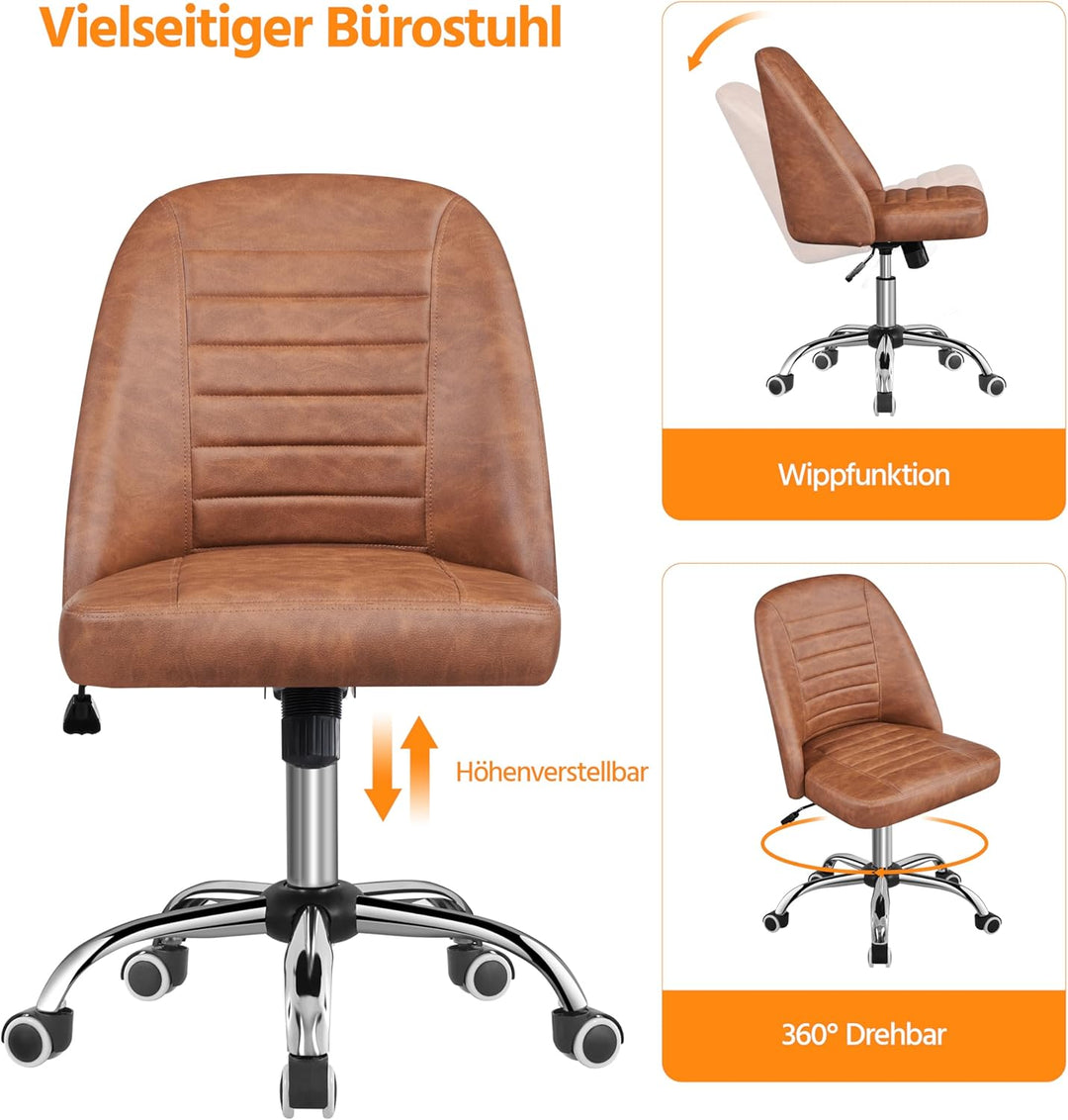 Yaheetech Bürostuhl ohne Armlehne Schreibtischstuhl Drehstuhl mit Rollen ergonomischer Schreibtischs