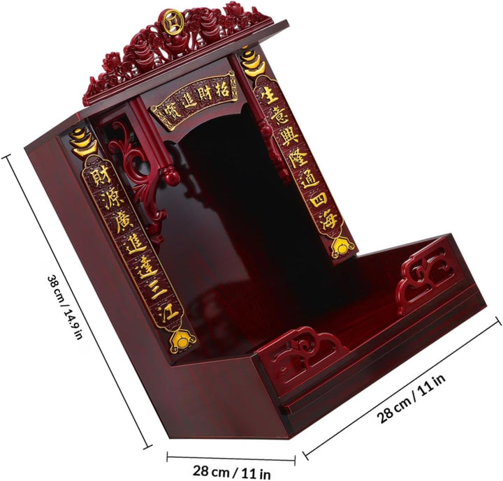 Garneck Holz Buddha Regal Wandmontage Buddhistischer Schrein Tischständer Retro Chinesischer Stil Fü