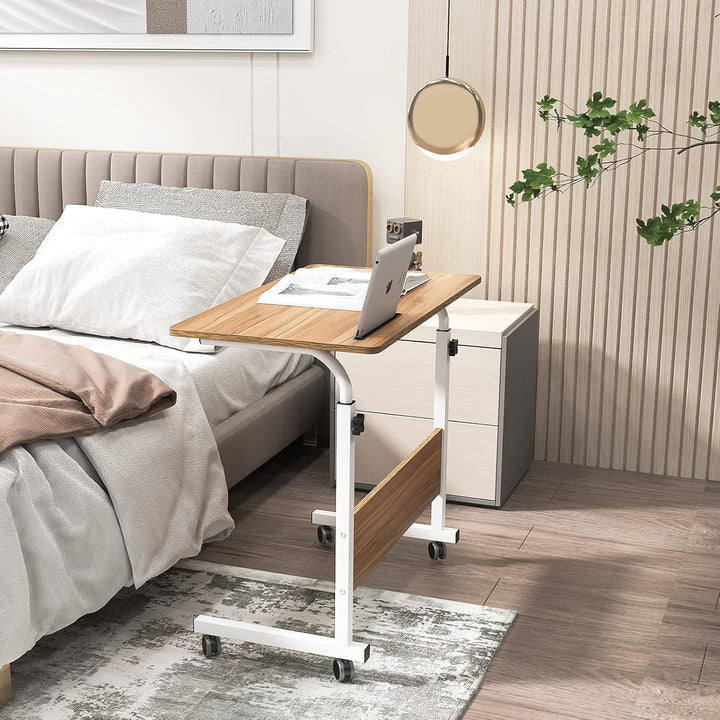 soges Computertisch Beistelltisch Laptoptisch höhenverstellbar PC-Tisch mit Rollen und Einschnitt 80