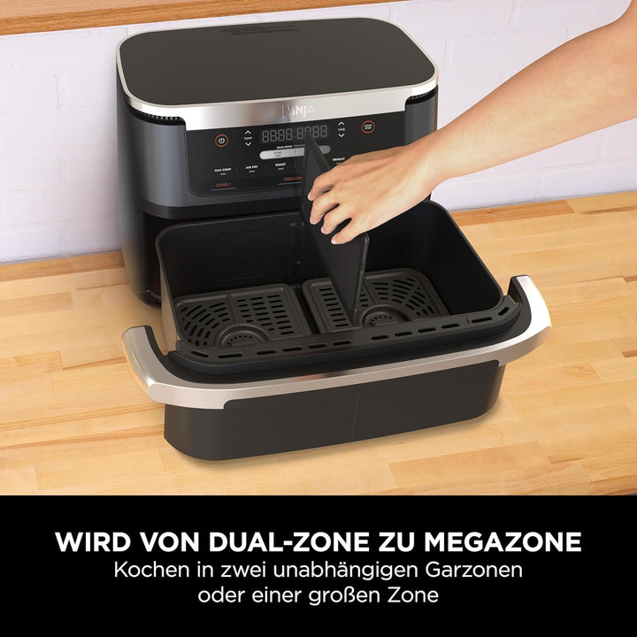 Ninja FlexDrawer Heissluftfritteuse (6 Liter), Schwarz. Dual Zone Air Fryer, grosse Schublade, 6-in-