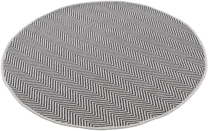 carpetfine In- und Outdoor Teppich Boho Rund Beige Flachgewebeteppich Ø 120 cm | Moderner Teppich We