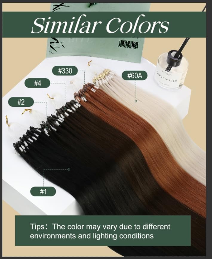 Ugeat 60cm Micro Extensions Echthaar Schwarz 1g/Strähnen Haarverlängerung mit Microrings Farbe 1 Sch