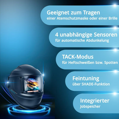 STAHLWERK Automatik-Schweisshelm BOOSTER 3-in-1 Schweisserhelm | Schweissermaske mit True-Colour-Ech