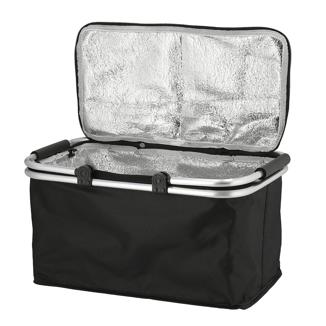 Einkaufskorb 30 Liter schwarz mit Kühlfunktion - 48 x 24 cm - Thermo Einkaufstasche mit Zwei Griffen