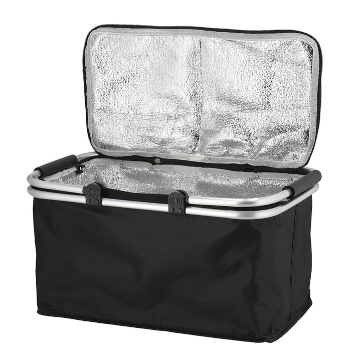 Einkaufskorb 30 Liter schwarz mit Kühlfunktion - 48 x 24 cm - Thermo Einkaufstasche mit Zwei Griffen