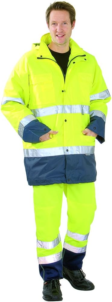 Planam Grösse L Herren Warn-/Wetterschutz Parka 2-farbig gelb marine Modell 2057 L Gelb, Marine, L G