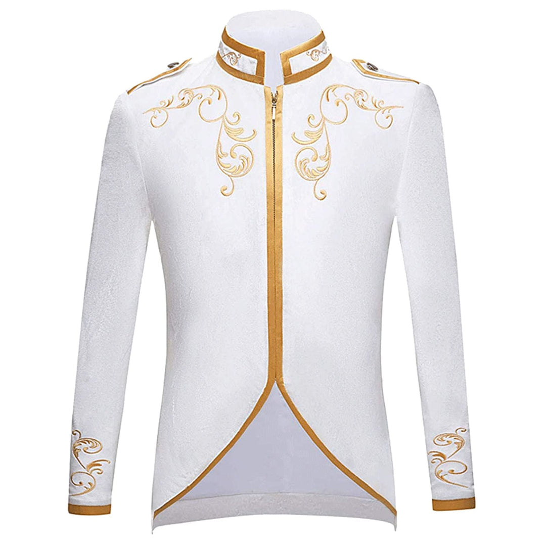 Duohropke Herren Prinz Charming Kostüm Palast Prinz Gold bestickte Jacke Anzug Gericht Uniform Cospl