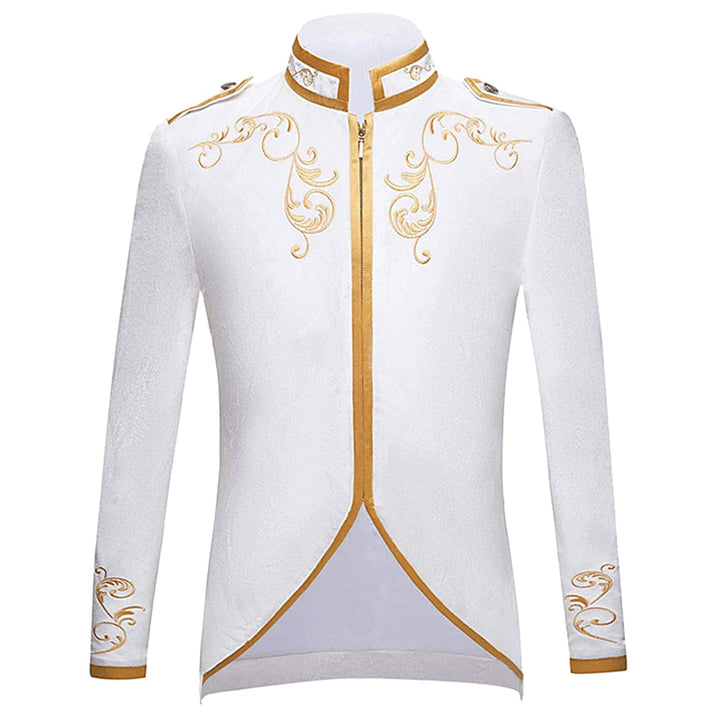 Duohropke Herren Prinz Charming Kostüm Palast Prinz Gold bestickte Jacke Anzug Gericht Uniform Cospl