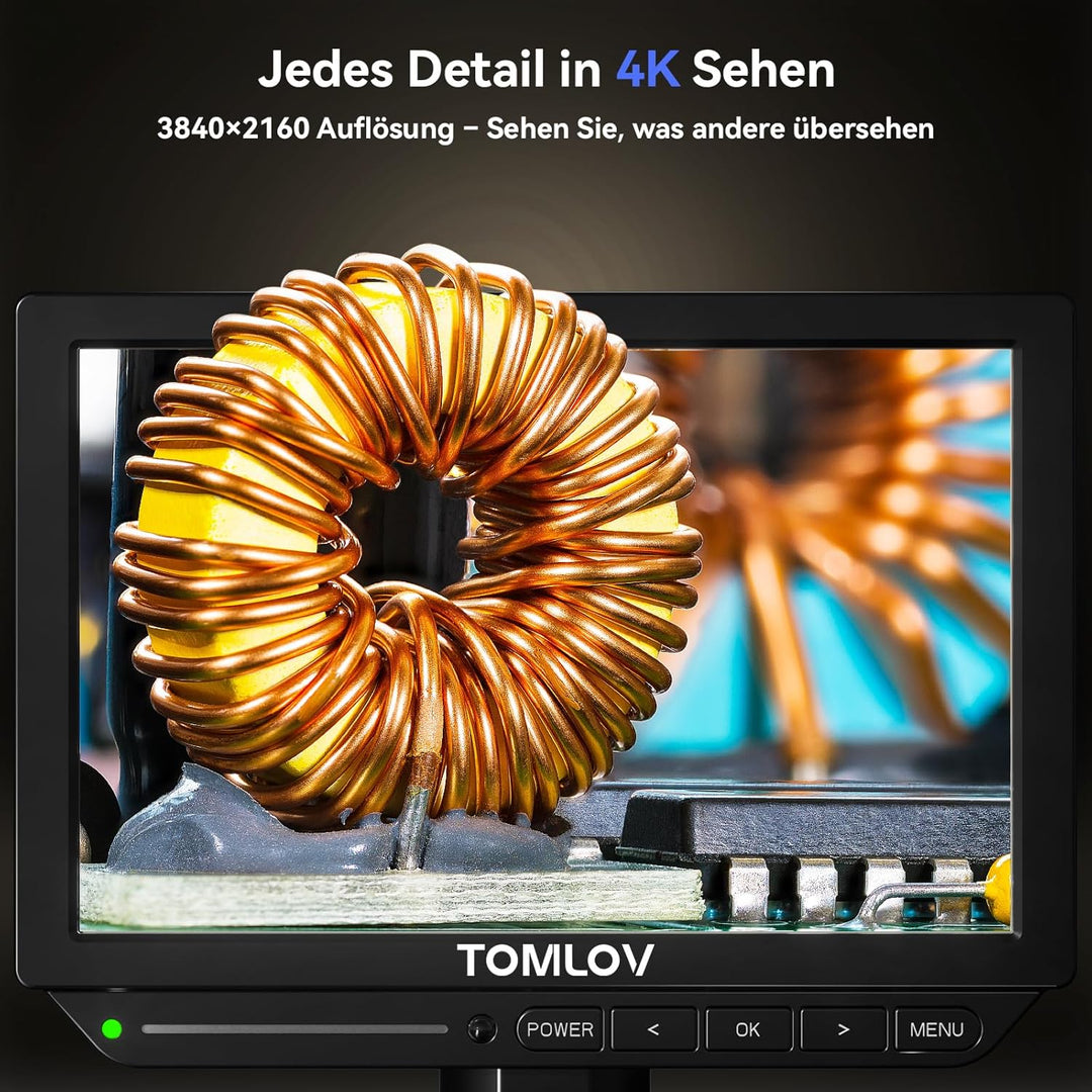 TOMLOV TM4K-AF Flex 4K Autofokus Digitales Mikroskop 2000X, 8" HDMI IPS Mikroskop Vergrösserung, 52M