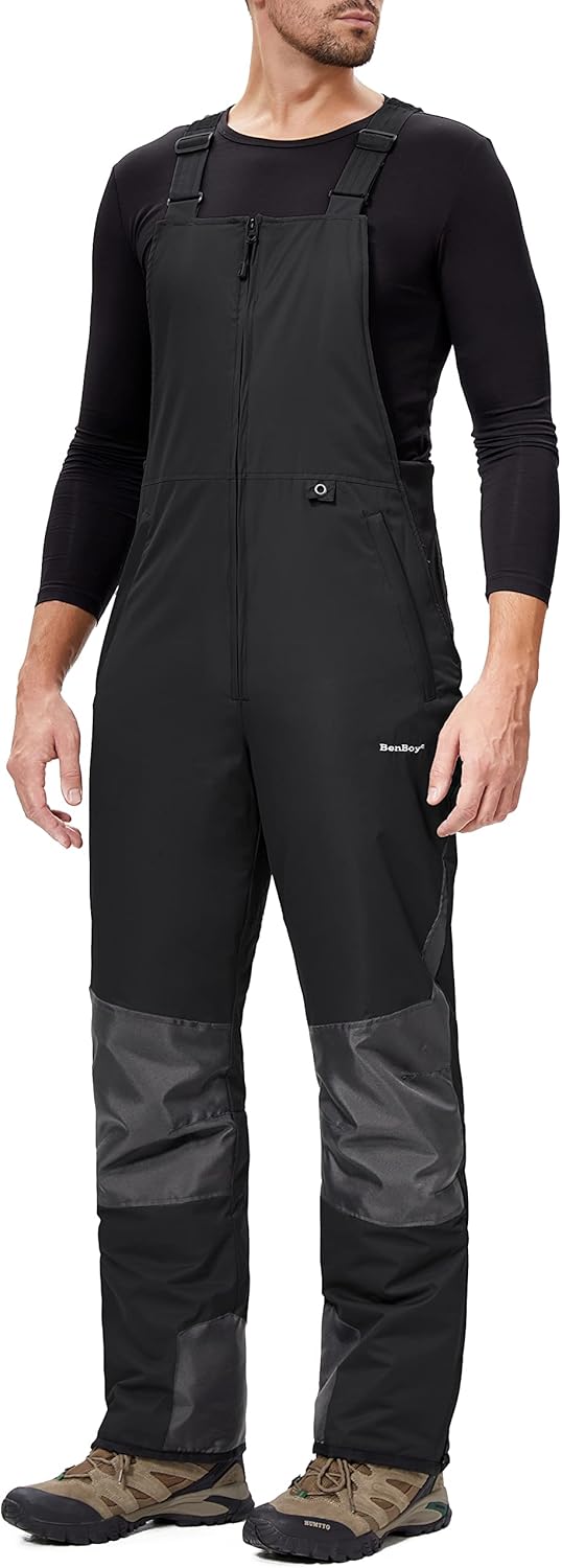 DAFENP Herren Skihose Latzhose Wasserdicht Schneehose Softshellhose Winter Warm Gefüttert Snowboardh