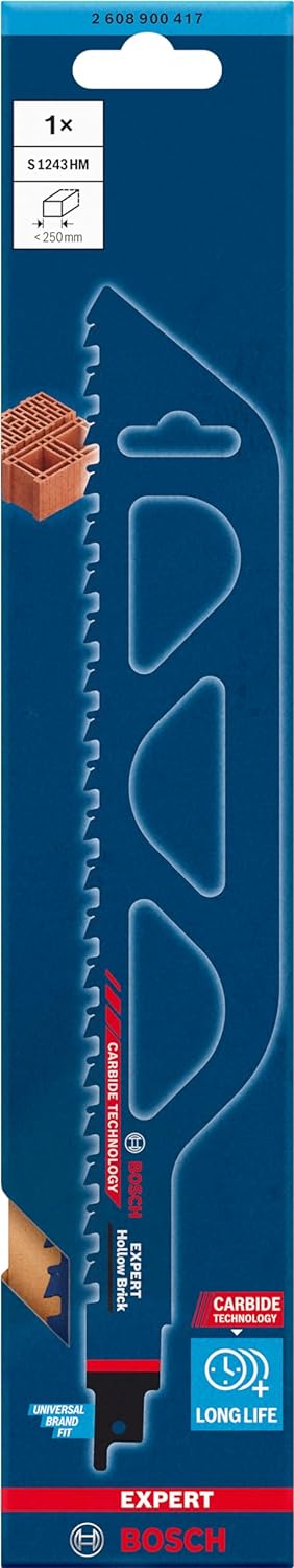 Bosch Professional 1x Expert ‘Hollow Brick’ S 1243 HM Säbelsägeblatt (für Planziegel, Länge 300 mm,