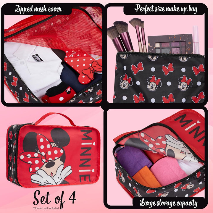 Disney Travel Organizer Taschen 4er-Set mit 3 Packing Cubes & 1 Kosmetiktasche Blau - Reise Zubehör