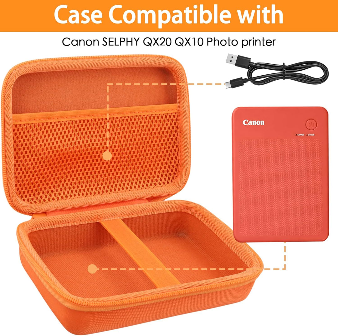 co2CREA Hart Tasche für Canon SELPHY Square QX10 /QX20 Fotodrucker Case Etui Tragetasche Orange, Ora