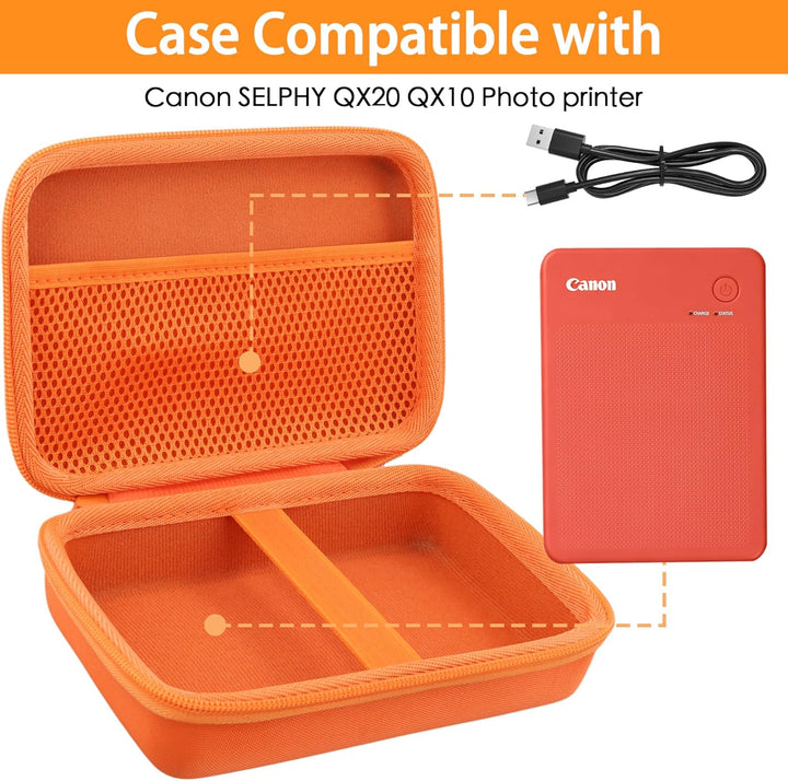 co2CREA Hart Tasche für Canon SELPHY Square QX10 /QX20 Fotodrucker Case Etui Tragetasche Orange, Ora