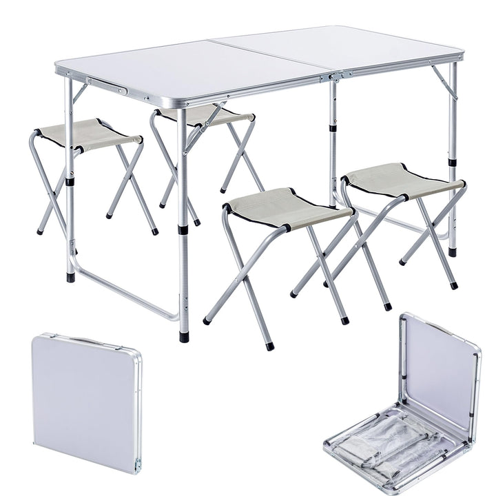 KADAX Campingmöbelset, Camping Tisch mit Klappstühlen, Klapptisch mit 4 Sessel, Höhenverstellbare Si
