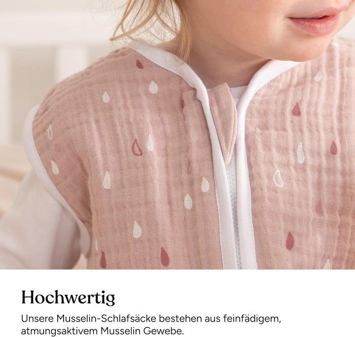 Ehrenkind® Baby Sommerschlafsack mit Füssen | Musselin | Sommer Schlafsack Gr. 70 Farbe Mint mit wei