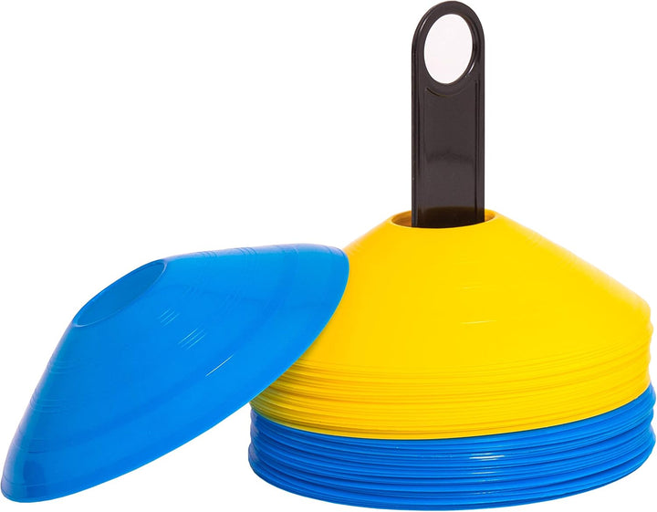 Trainingsdiscs 40er Set (20 gelbe und 20 Blaue Hütchen - flexibel, sicher und robust) für Fussball,