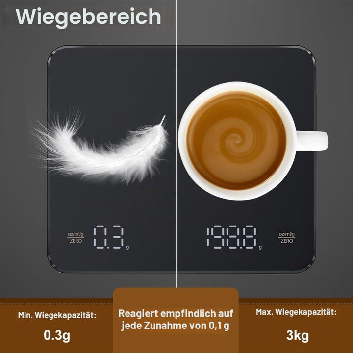 OBEST Mini Kaffeewaage mit Timer, 3kg/0.1g Hochpräzise Wiederaufladbare Digitale Kaffeewaage,Tragbar