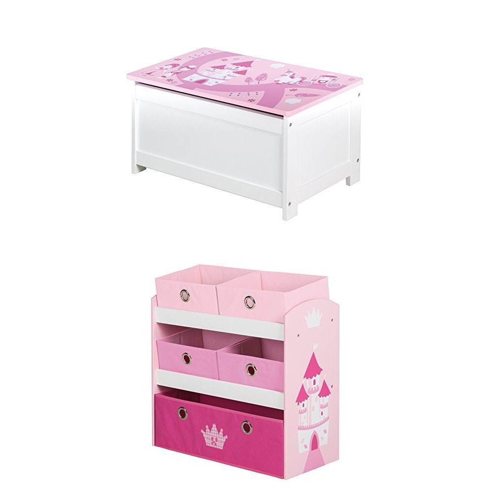 roba Spielzeug-Truhe 'Krone' + Spielregal 'Krone', rosa/weiss