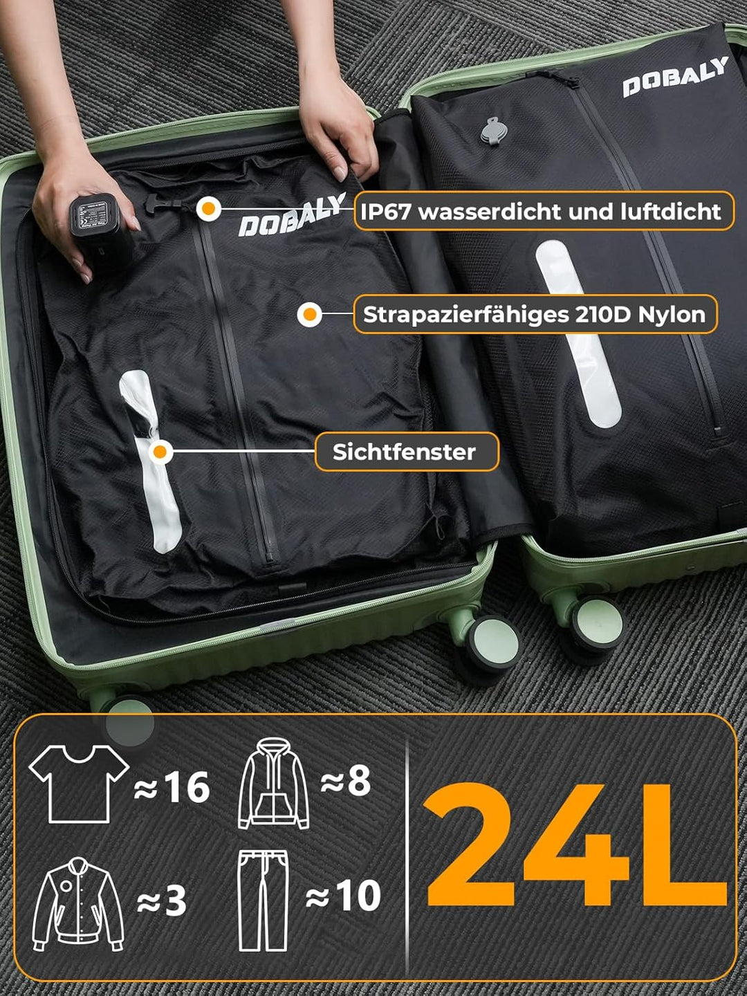 Dobaly Professionelle Vakuumsäcke für Reisen, IP67 Wiederverwendbare,Kompressionsbeutel für Koffer u