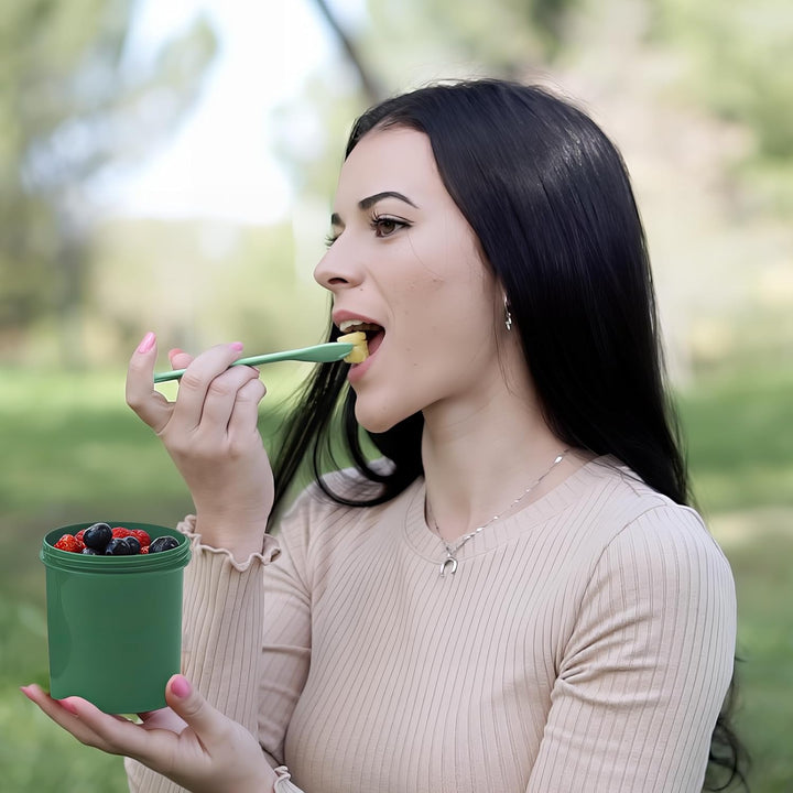 Bugucat 2in1 Müslibecher to Go 560ml+310ml, Praktischer Joghurtbecher & Müslibecher für Picknick 2er