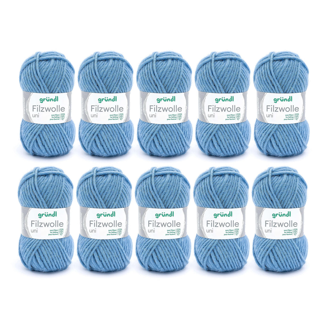 Gründl Filzwolle uni (Wolle zum Filzen, Stricken und Häkeln, Garn aus 100 % Schurwolle, 50 g / 50 m,