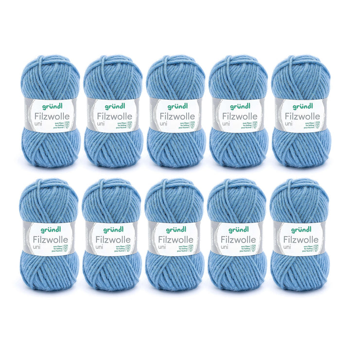 Gründl Filzwolle uni (Wolle zum Filzen, Stricken und Häkeln, Garn aus 100 % Schurwolle, 50 g / 50 m,